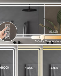 60X28 Inch LED Bathroom Mirror Vanity Mirrors With Front Lights Wall Mounted Anti-Fog Frameless Make Up Mirror With Light 5 Mm Silver Mirror Horizontal