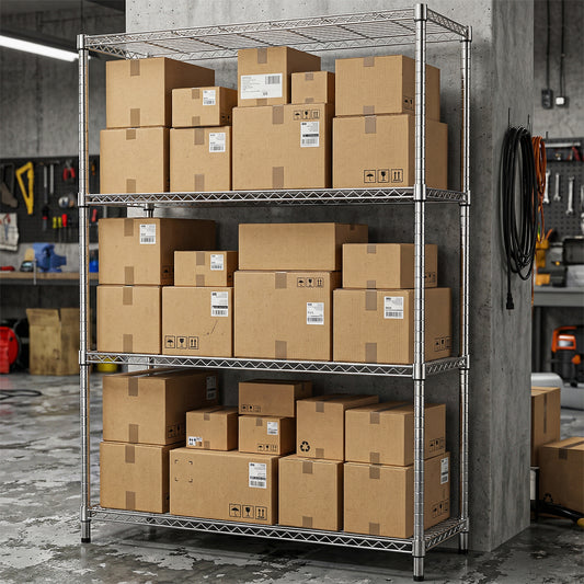 1400 Lbs 4-Shelf Storage Shelves,Wire Shelving Heavy Duty Metal Storage Shelving Unit Adjustable Garage Shelving Rack Pantry Kitchen  Chrome, 4 Tier,15.8  D X 45.3  W X 59.4  H