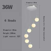 Stairs Modern Nordic LED Glass Chandelier Loft Duplex Living Room Lamp Hotel Lobby Long Chandelier Home Decorative Lighting