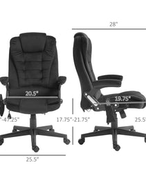6 Point Executive Office Chair with Heat, Velvet High Back Vibrating Massage Office Chair, Black