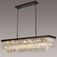 Black Crystal Chandeliers for Dining Room，18-Lights L46 Inch