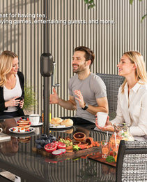 8 Pieces Patio Furniture Set with 9Ft Patio Umbrella, Outdoor Dining Table and Chairs, Mixed Gray
