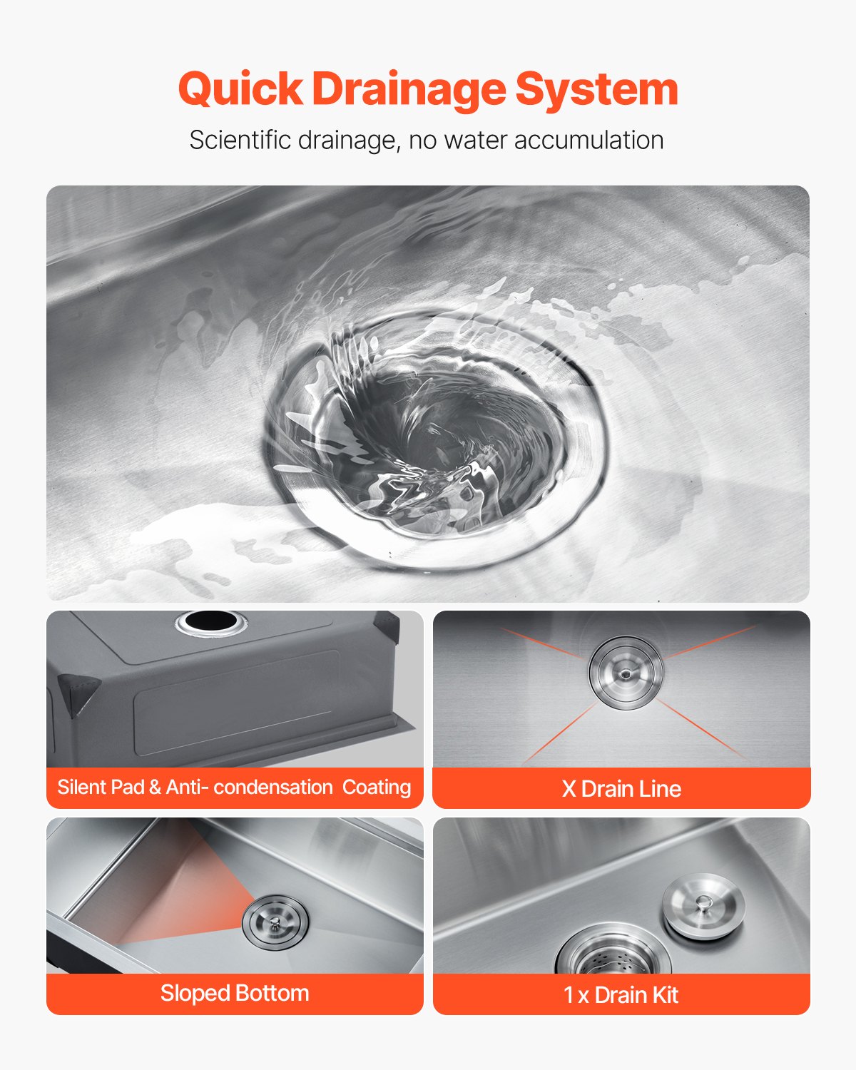 33' Kitchen Sink Undermount Double Bowl Drop-In Basin Stainless Steel Bar