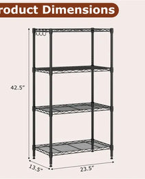 4-Tier Heavy-Duty Metal Wire Shelving, 600 Lbs Total Load Capacity With Anti-Toppling Kits For Garage & Kitchen