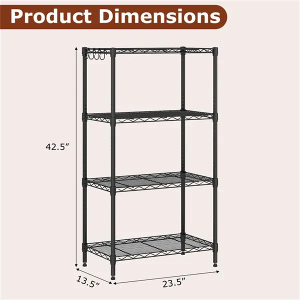 4-Tier Heavy-Duty Metal Wire Shelving, 600 Lbs Total Load Capacity With Anti-Toppling Kits For Garage & Kitchen