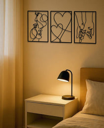 3 Piece Romantic Metal Wall Art Set Minimalist Couple Silhouette For Living Room