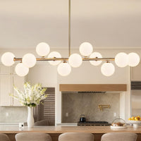 Black Linear Chandeliers for Dining Room 40" Modern Sputnik Light Fixture