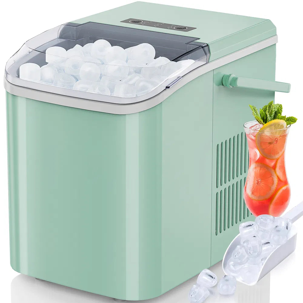 Countertop Ice Maker With Handle, 26lbs&24H Portable Ice Machine, 9 Bullet Ice Cubes Ready In 6 Mins, Self-Cleaning, Quiet Compact Ice Maker For Home, Kitchen, RV, Camping