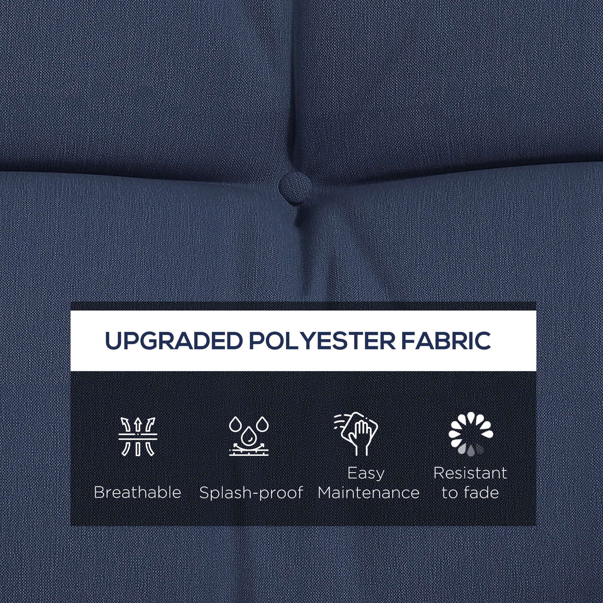 59" Tufted Bench Cushions & Throw Pillows, Replacement Bench Seat Pad, Back & 2 Pillows for Outdoor Furniture, Navy Blue
