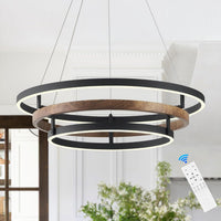 Modern Brass Chandelier for Living Room LED 3 Ring Chandeliers Black Gold