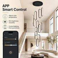 Modern 12-Lights LED Chandelier for Staircase & High Ceiling