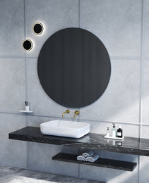70cm Bathroom Mirror, Round Mirror, Matte White Backboard