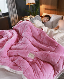 Fleece Blankets And Throws Thick Warm Winter Blankets Home Super Soft Duvet Luxury Solid Blankets On Twin Bedding
