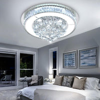 24" Modern Crystal Dimmable Chandeliers for Living Room LED Chandeliers Flush Mount Ceiling Light Fixture Dining Room Bedrooms Gold