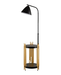 Luxury Shelves Floor Lamp For Living Room With Metal Lampshade, Standing Lamp Tall Industrial Floor Lamp Reading For Bedroom, Office E26 No Included Bulb -Matte Gold Matte Black