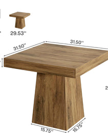 Square Dining Table For 4, 31.5-Inch Small Kitchen Table With Sturdy Pedestal Base, Farmhouse Dinner Table