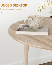 Folding Dining Table, Round Drop Leaf Kitchen Table for Small Spaces with Wood Legs, Oak Color