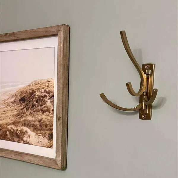 Modern Octopus Multi Swivel Hook Gold: Swinging Wall Towel Hook, Gold Plated, Cast Aluminum, 15lb Capacity