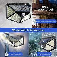 Smart Solar LED Wall Lights 100 LED Motion Sensor Outdoor Waterproof,Solar Charging Security Wall Lamp,Courtyard Garden Fence