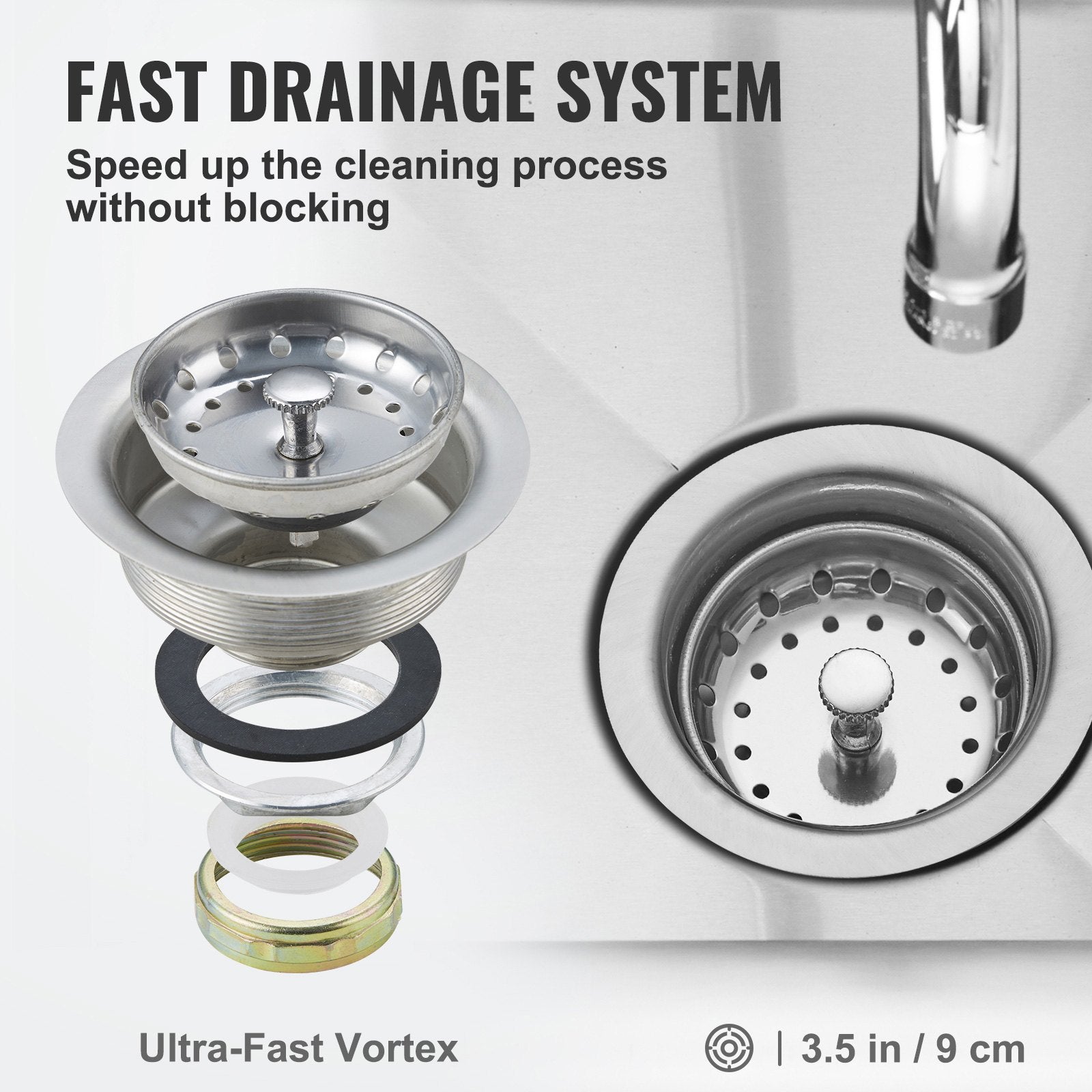 Stainless Steel Prep & Utility Sink – Commercial Single Bowl Free-Standing Station with Faucet & Adjustable Legs