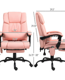 Massage Office Chair with 6 Vibrating Points, High Back Reclining Office Chair with Footrest and Remote, Pink