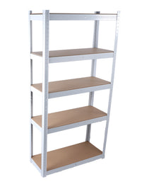 5 Layers Laminated White Metal Shelving Unit Adjustable Garage Storage Utility Rack Heavy Duty Shelf