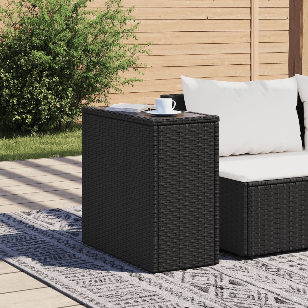 garden side table with glass top 58x27, rattan   garden side table