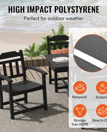 7 Pieces Patio Dining Set, Outdoor Rectangle Furniture Table And Chairs Set, All Weather Garden Furniture Table Sets, HIPS Patio Conversation Set, For Lawn, Deck, Backyard, Poolside, Black