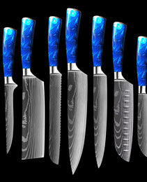 8-inch Chef Knife with Blue Resin Handle