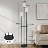 Floor Lamp With Shelf, Floor Lamp For Modern Living Room, 3 Light Standing Lamp With Linen Shade And Foot Switch Unavailable Platforms- CJDS