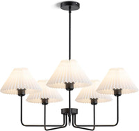 Farmhouse Black Chandelier, 5-Light Fabric Chandelier