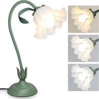 Newaonasen Flower Table Lamp Cute Lily Desk Lamp Bedside Night Light -Green