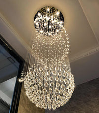 D24'' X H78'' Crystal Chandelier for Entryway High Ceiling Chandeliers Glam Chandelier Modern Large Raindrop Chandeliers LED Dimmable Light Fixtures for Staircaes Foyer Living Room