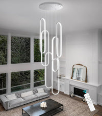 Modern LED Chandeliers for Foyer Entryway High Ceiling Long Staircase Chandeliers Dimmable Dimmable Flush Mount High Villa Foyer 2700K-6000K