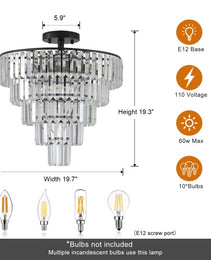 Large Black Crystal Chandelier, Contemporary Style Chandelier