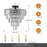 Large Black Crystal Chandelier, Contemporary Style Chandelier, Dining Room, Living Room, Bedroom - Bulb Not Included  Unavailable Platforms- CJDS