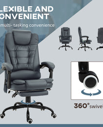 7-Point Vibrating Massage Office Chair High Back Massaging Office Desk Chair with Lumbar Support, Footrest, Blue