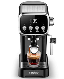20 BAR Slim Espresso Machine With Milk Frother, Cup Warmer, 43 OZ Detachable Tank, For Espresso, Americano, Latte, Space-Saving, Screen Button, Black, Amazon Resale Prohibited