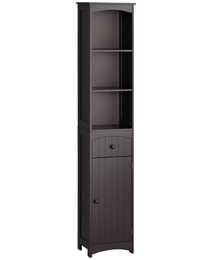 Bathroom Storage Cabinet, Free Standing Bathroom Storage Unit, Tall Linen Tower with 3-Tier Shelves and Drawer, Brown