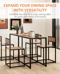3-Piece Industrial Dining Table Set for 2, Kitchen Table and Chairs, Dining Room Sets for Small Spaces, Rustic Brown