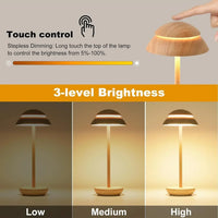 Modern Portable Cordless Table Lamp Mushroom Light Stepless Dimmable Up LED Desk Table Lamp for Perfect for Home & Restaurant