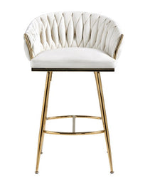 26 Counter Height Bar Stools Velvet Kitchen Island Counter Bar Stool With Hand- Wave Back,golden Chromed Base And Footrest