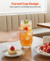 Drinking Glasses Set, 16-Piece Crystal Glass Cups, Elegant Mixed Glassware Set, With 8 Pcs 18.26 Oz Highball And 8 Pcs 11.5 Oz Cocktail Drinkware For Kitchen, Beer, Smoothie, Juice, Soda, Wine