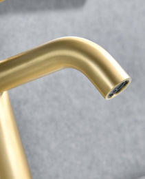 Universal 1 & 3-Hole Bathroom Faucet, ADA Compliant With 6.57 High Waterfall Spout In Brushed Gold Stainless Steel