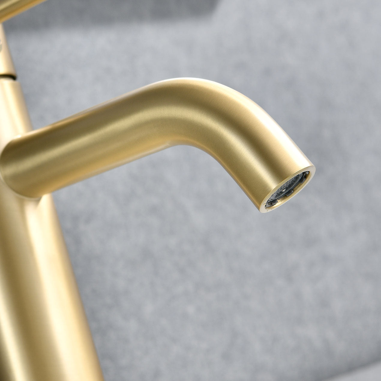 Universal 1 & 3-Hole Bathroom Faucet, ADA Compliant With 6.57 High Waterfall Spout In Brushed Gold Stainless Steel