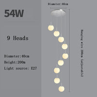 Stairs Modern Nordic LED Glass Chandelier Loft Duplex Living Room Lamp Hotel Lobby Long Chandelier Home Decorative Lighting