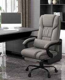 Massage Office Chair With 6 Vibrating Points, High Back Reclining Office Chair With Footrest And Remote, Gray