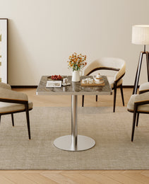 Square Modern Dinning Table 31.5 Inches Bistro Table Tulip Table With Faux Marble Top,Easy Assemble,Sturdy Metal Frame Diameter