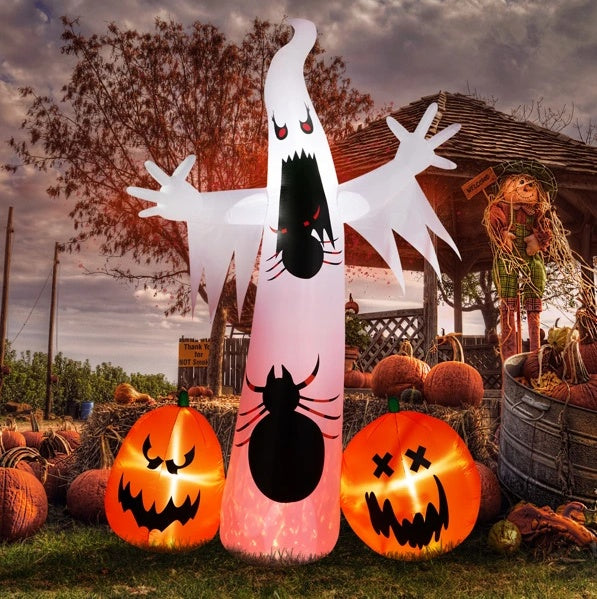 11.8 FT Halloween Inflatables Ghost Spider Pumpkin Outdoor Decorations - CJDS - FC
