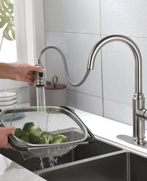Single Handle High  Pull Out Kitchen Faucet, Single-stage Stainless Steel Kitchen Sink Faucet, With Pull Down Spray